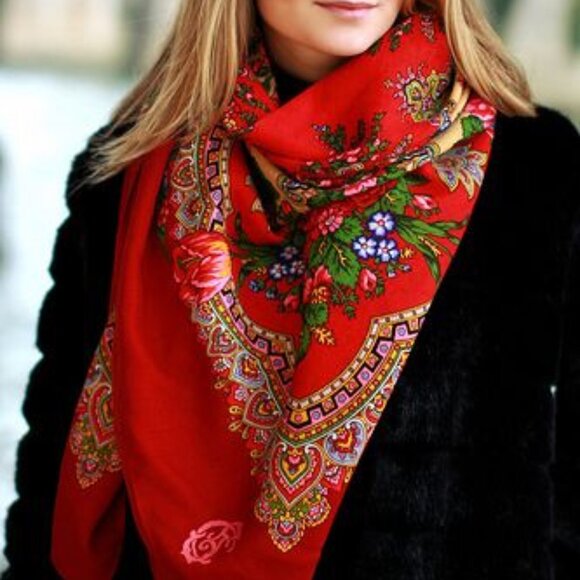 Red Boho Chic Scarf Wrap Shall Street Fashion Gypsy Scarf Spell Rose - Picture 6 of 10
